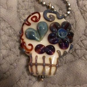 Handmade Glass Sugar Skull Necklace